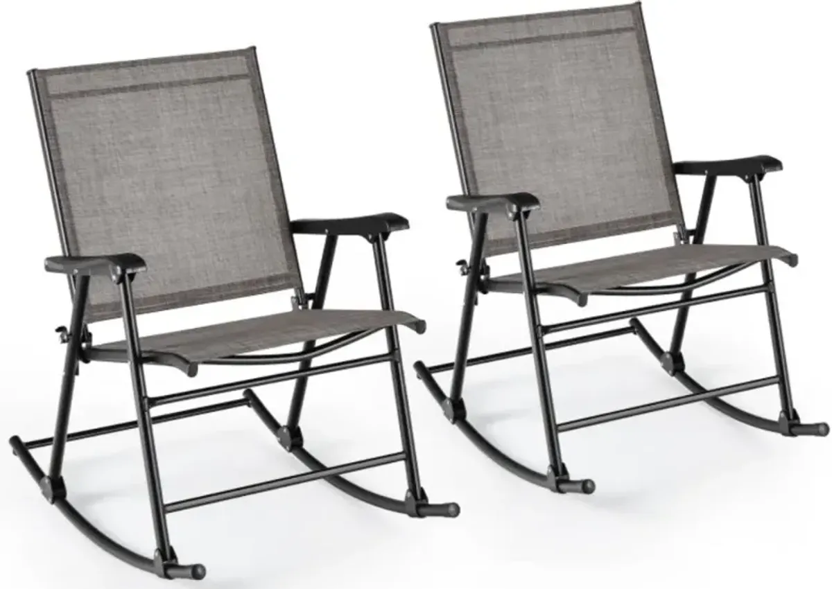 Hivvago Set of 2 Folding Rocking Chair with Breathable Seat Fabric-Set of 2