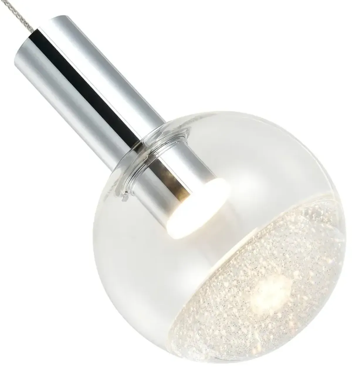 VONN Lighting Integrated LED Height Adjustable Pendant Light with Globe Shade, Polished Chrome