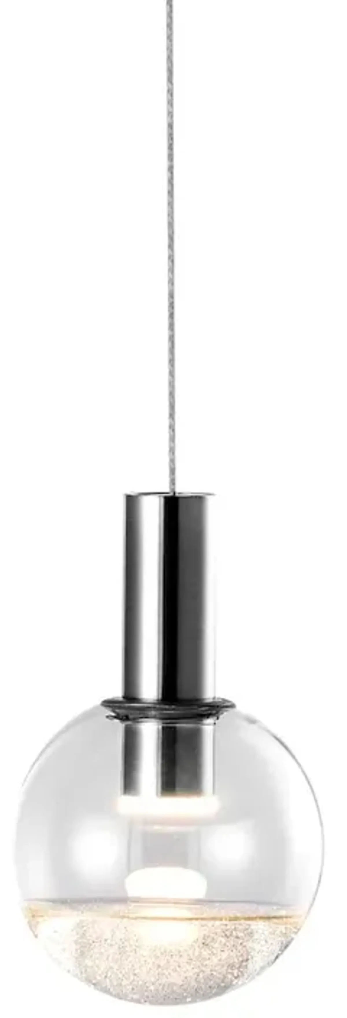 VONN Lighting Integrated LED Height Adjustable Pendant Light with Globe Shade, Polished Chrome