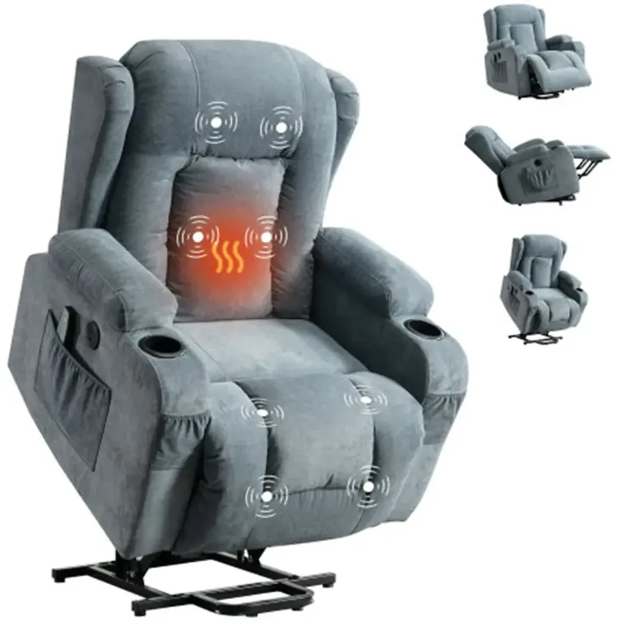 35.43 in. W Fabric Recliner with Remote Control, Tufted and Storage