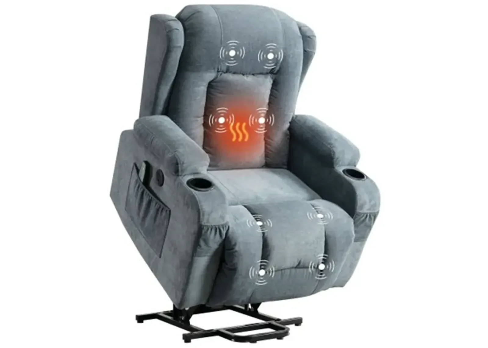 35.43 in. W Fabric Recliner with Remote Control, Tufted and Storage