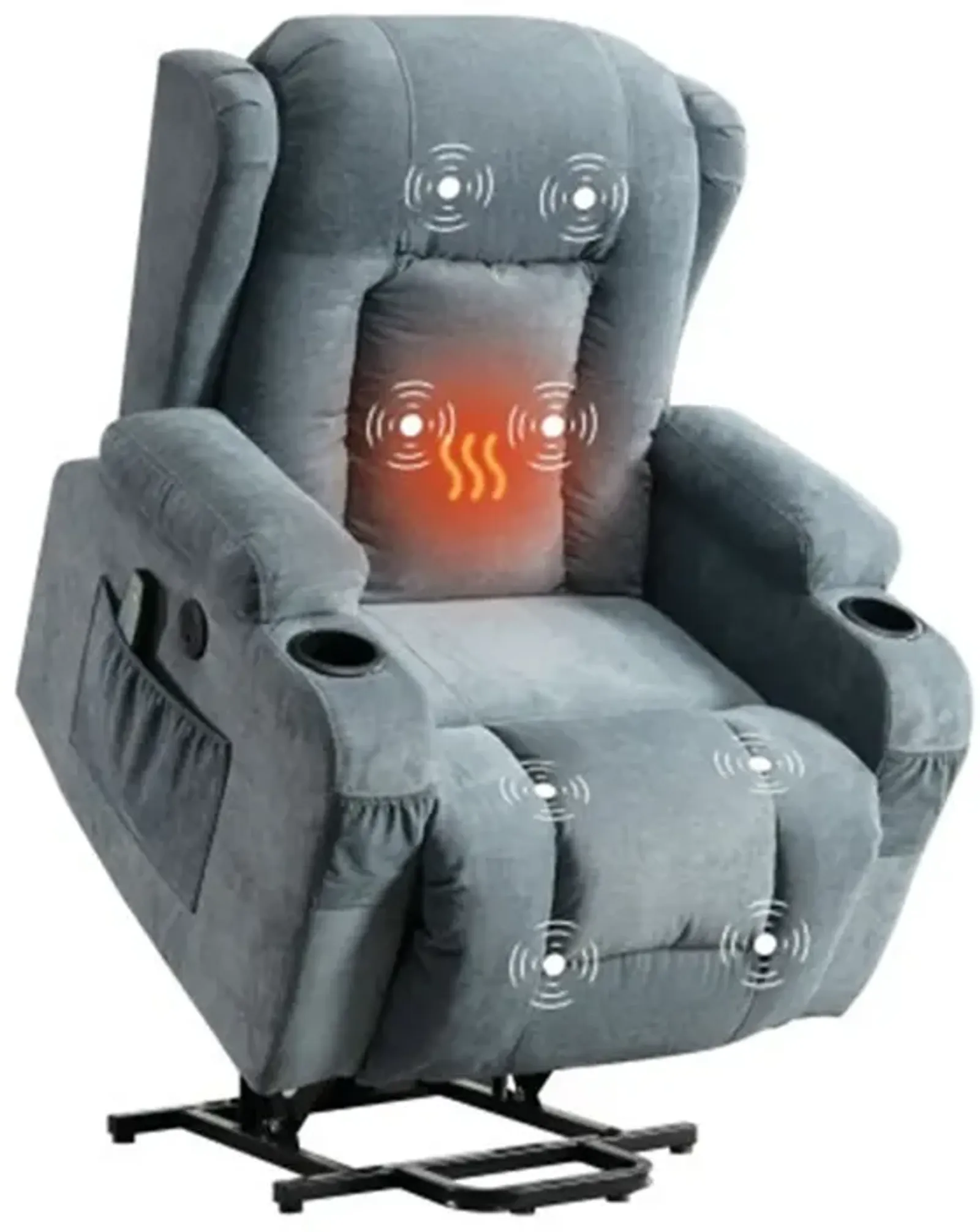 35.43 in. W Fabric Recliner with Remote Control, Tufted and Storage