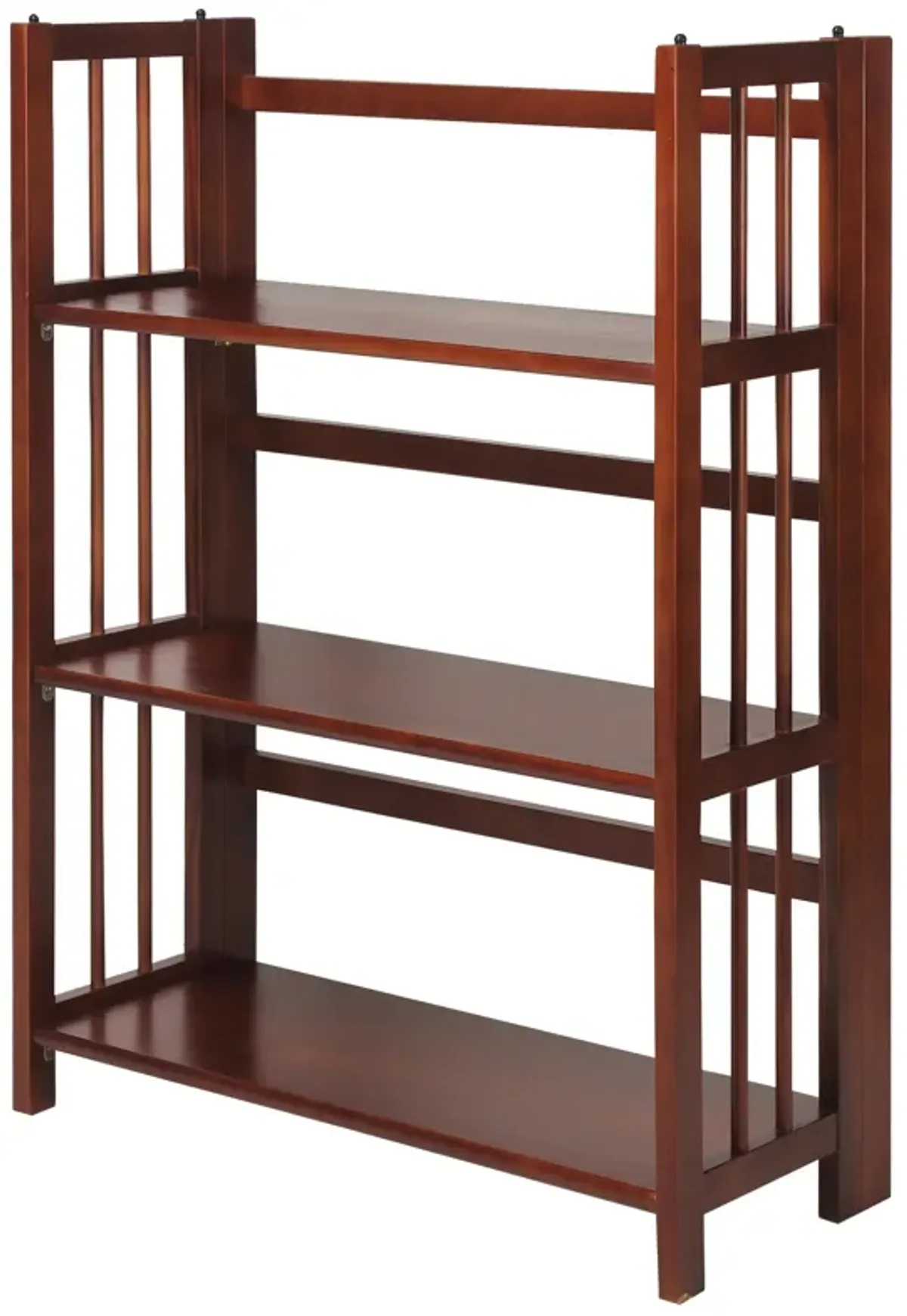 Casual Home 3-Shelf Folding Stackable Bookcase (27.5" Wide)-Walnut