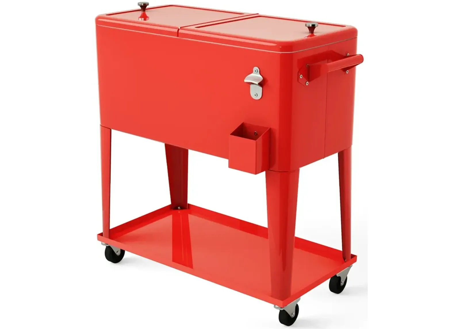 80 Quart Outdoor Patio Rolling Steel Construction Cooler