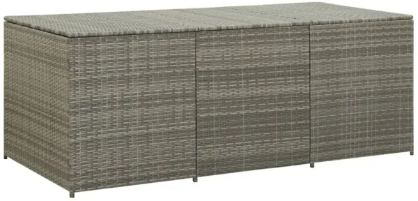 Outdoor Storage Box with Gas Lift, 71 Inch Rectangular, Gray Rattan - Benzara