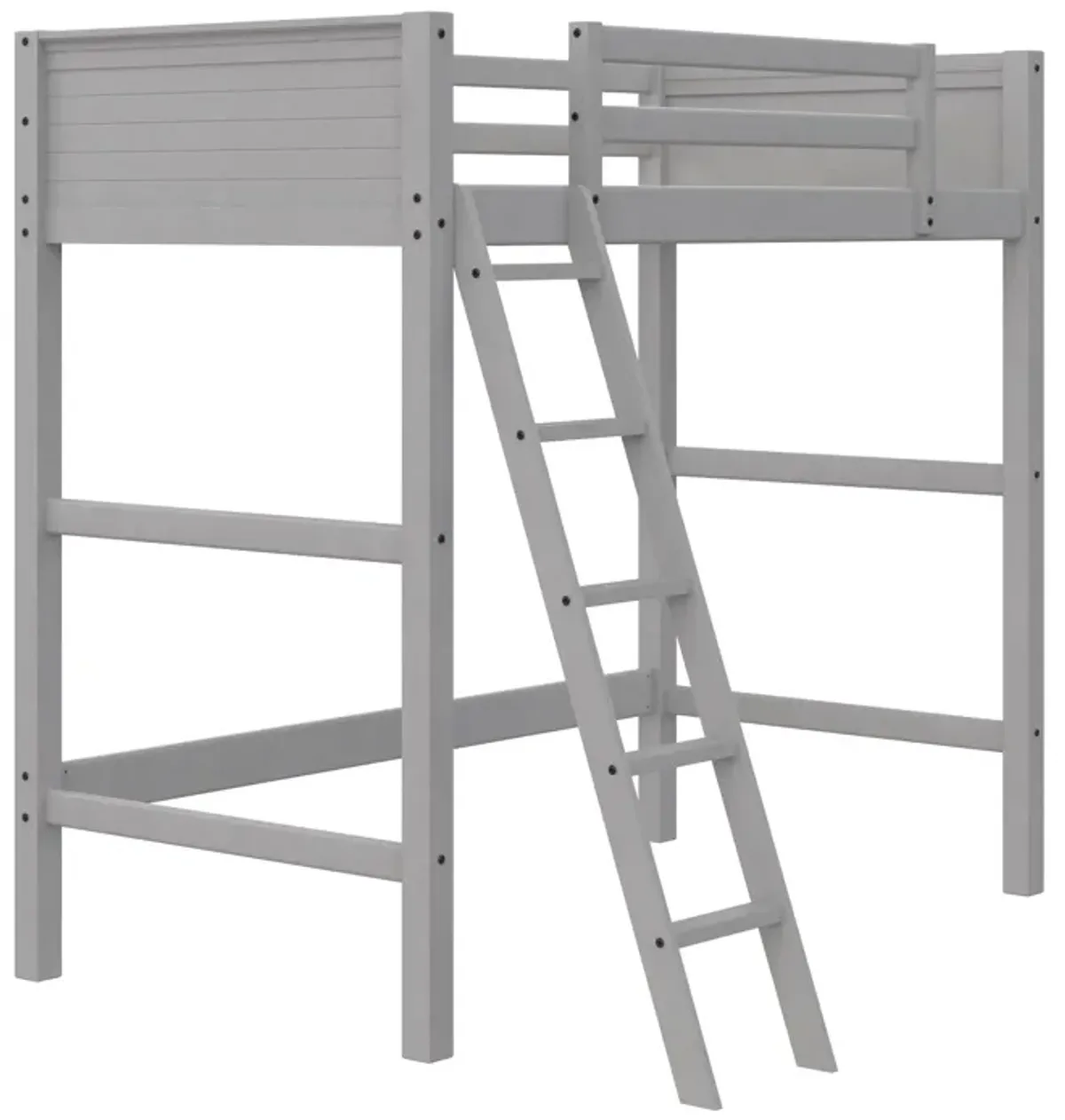 Atwater Living Rollins Kids Wooden Loft Bed with Ladder, Twin Size, Gray