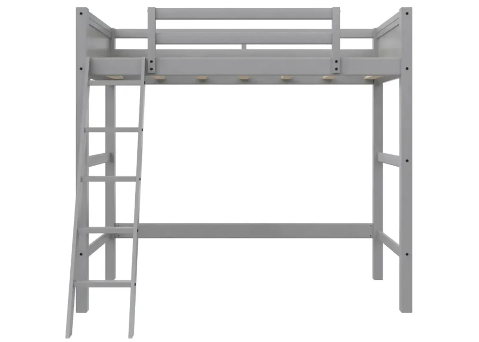 Atwater Living Rollins Kids Wooden Loft Bed with Ladder, Twin Size, Gray