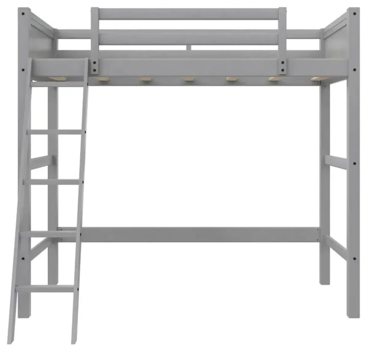 Atwater Living Rollins Kids Wooden Loft Bed with Ladder, Twin Size, Gray