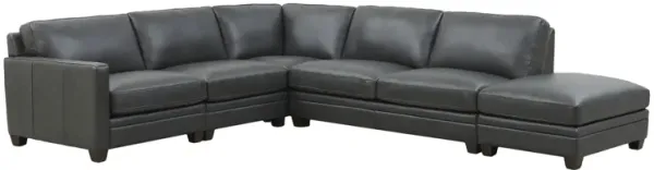 Naples Top Grain Leather 4 Piece L-Shape Sectional with Right End Ottoman