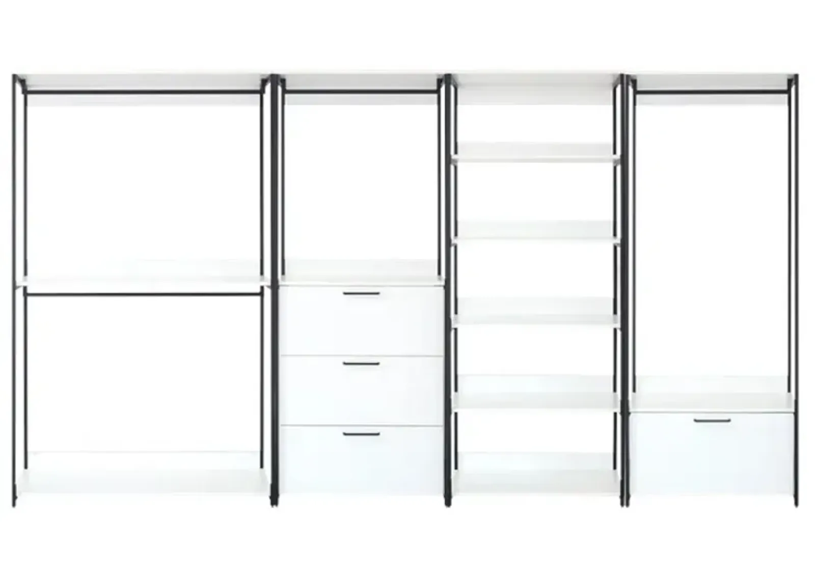 FC Design Klair Living White Freestanding Walk in Wood Closet System with Metal Frame