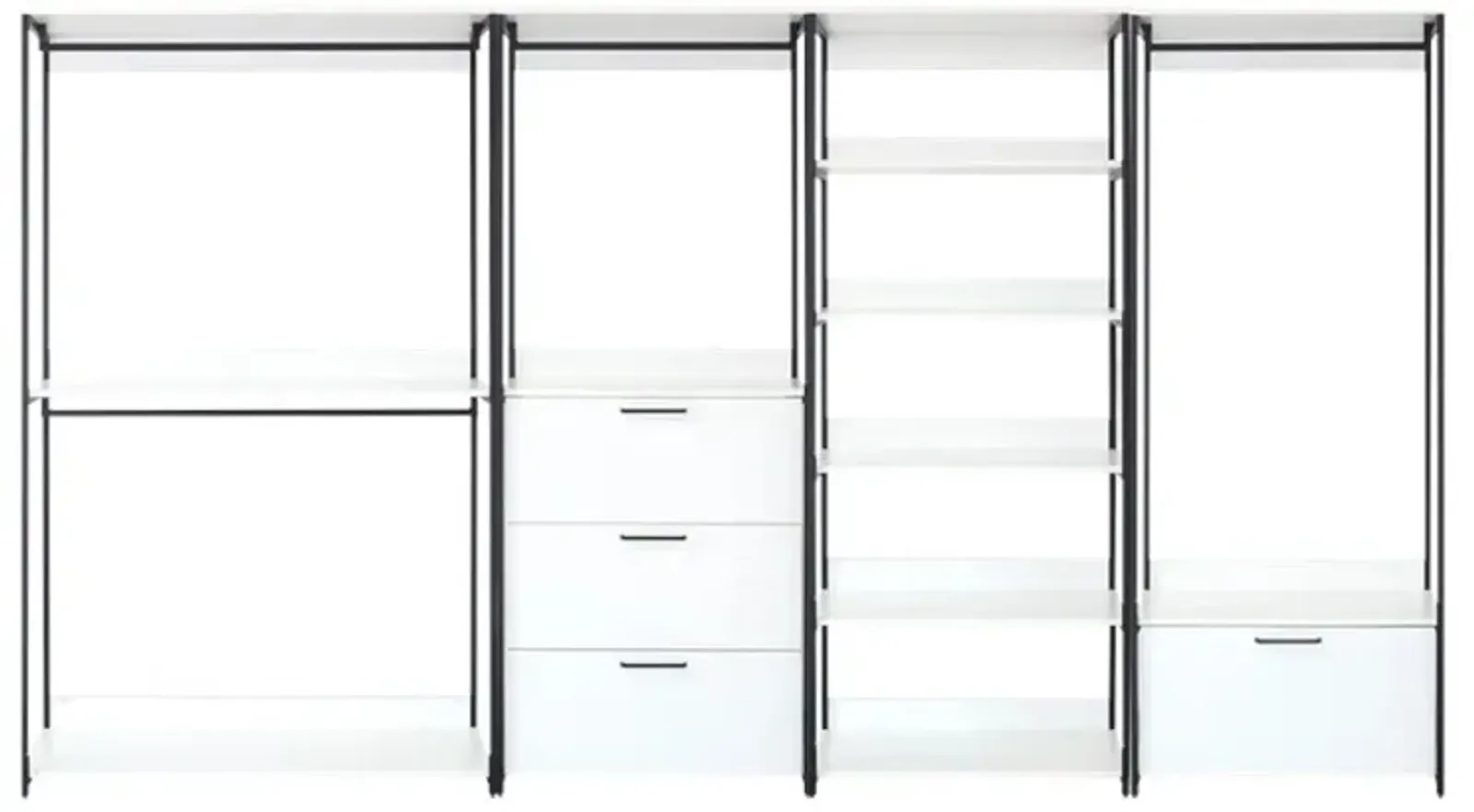 FC Design Klair Living White Freestanding Walk in Wood Closet System with Metal Frame