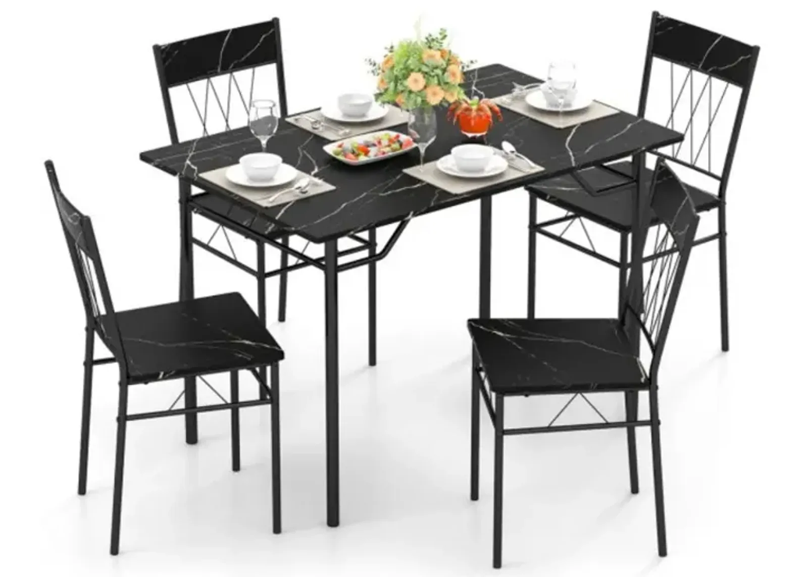 5-Piece Dining Table Set for 4 with Kitchen Table and 4 Dining Chairs