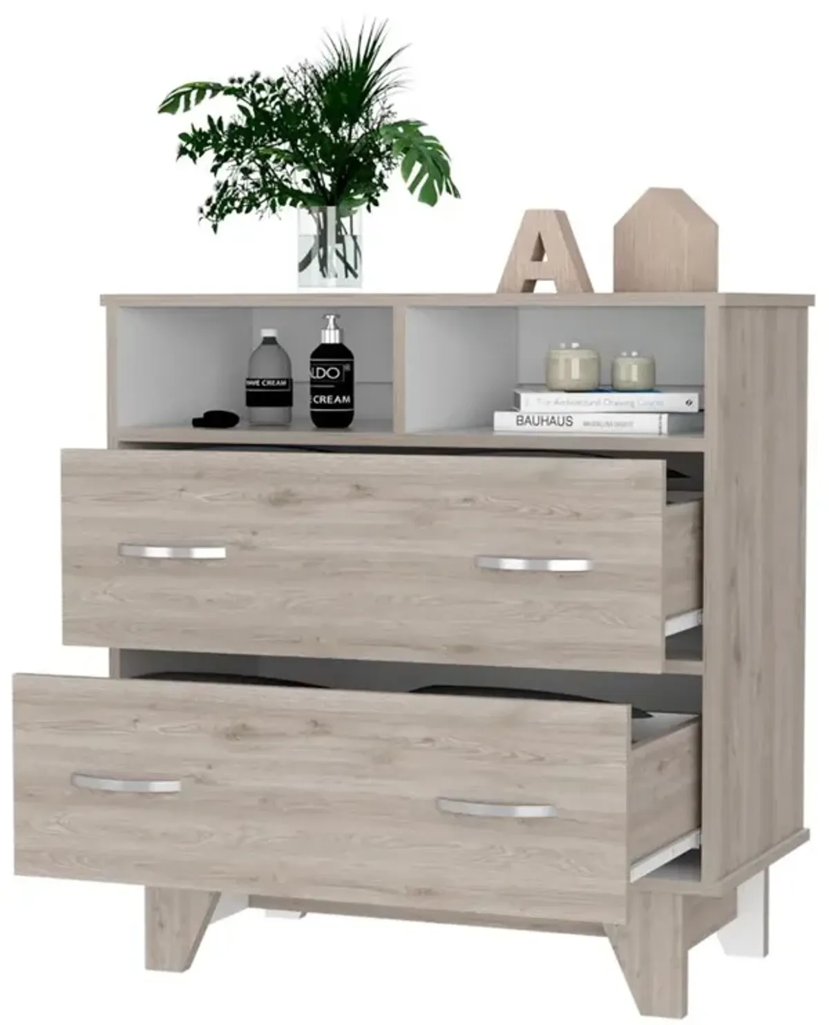 Double Drawer Dresser Arabi, Bedroom, Light Gray / White