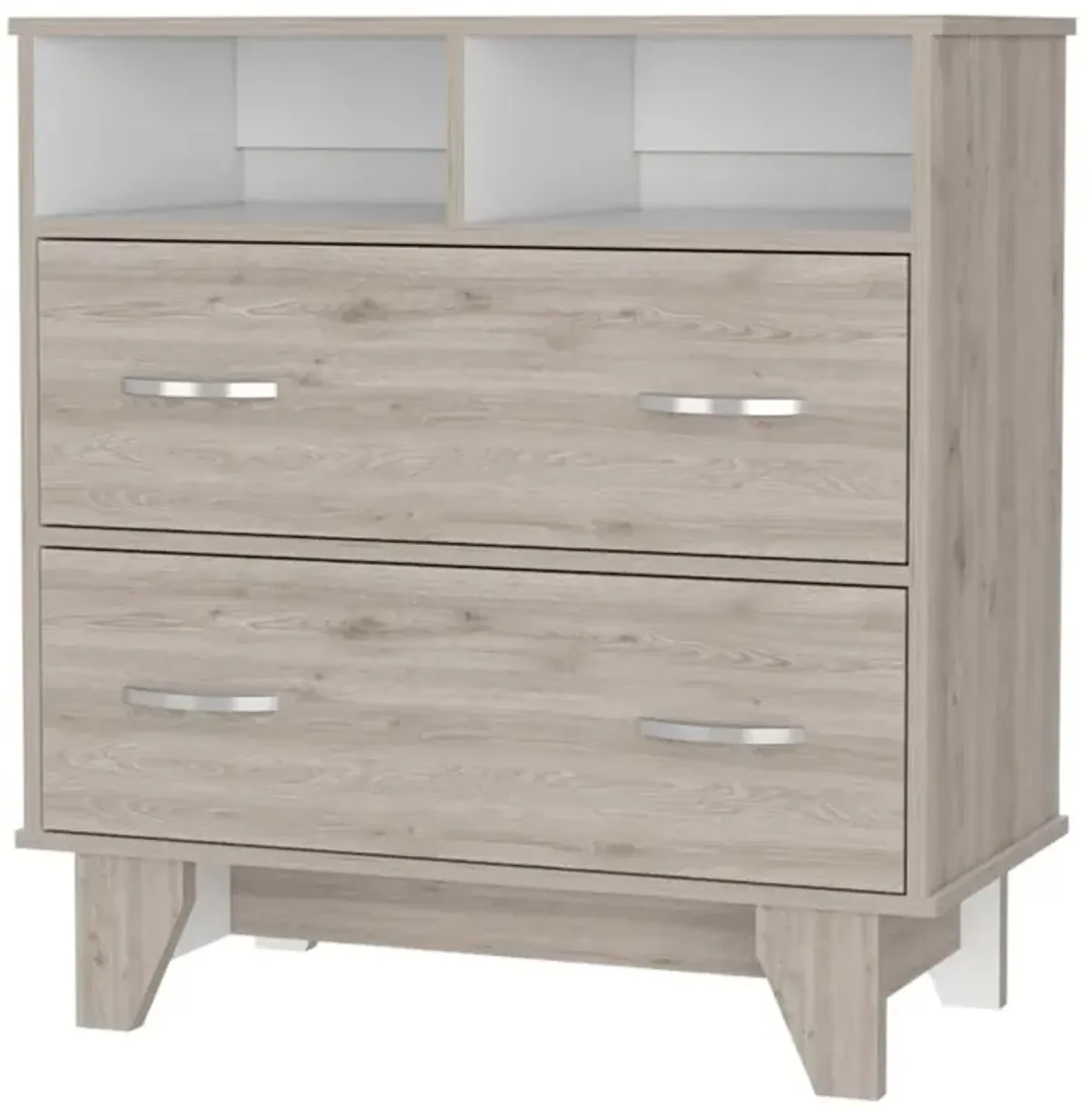 Double Drawer Dresser Arabi, Bedroom, Light Gray / White