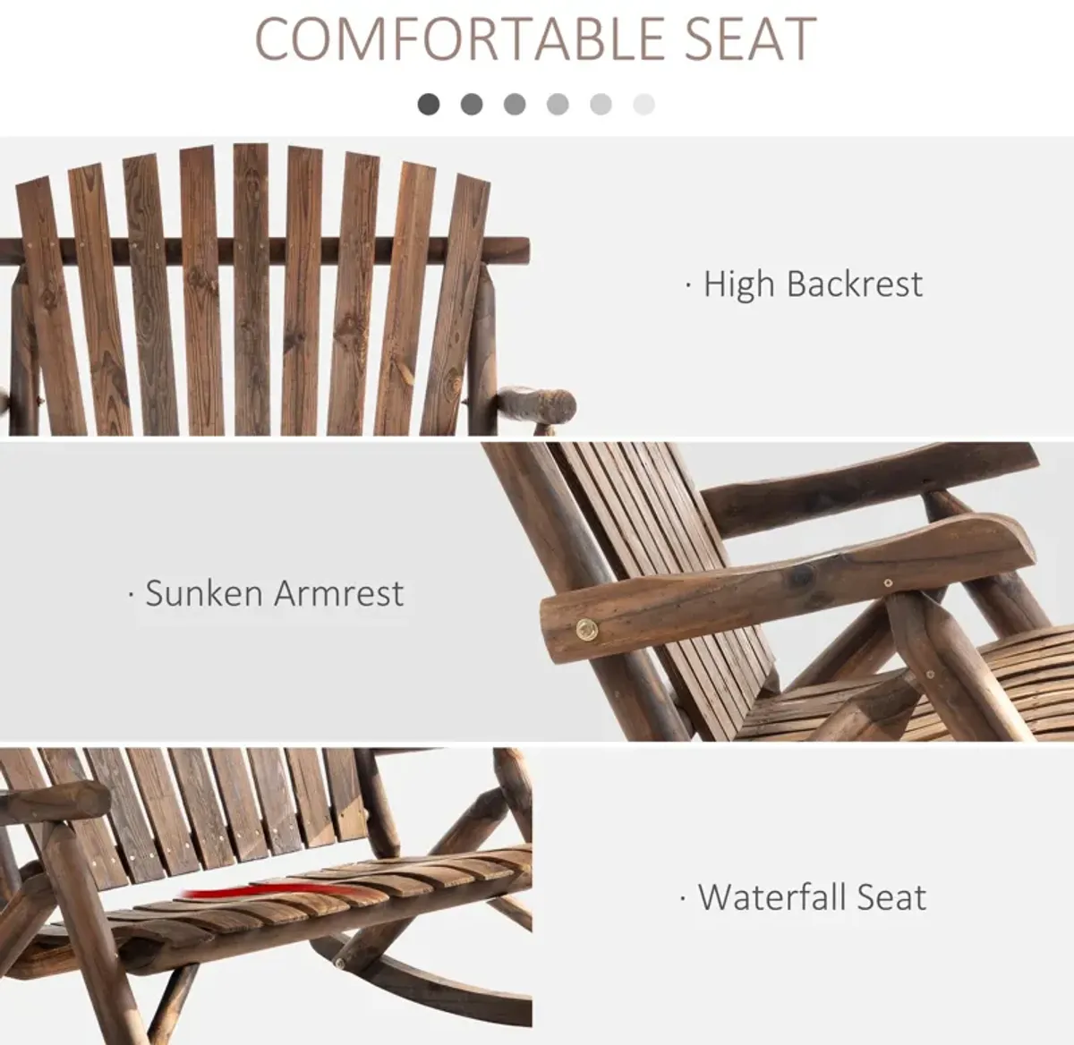 Black Rustic Rocker: Wooden Adirondack Chair for Outdoor Use