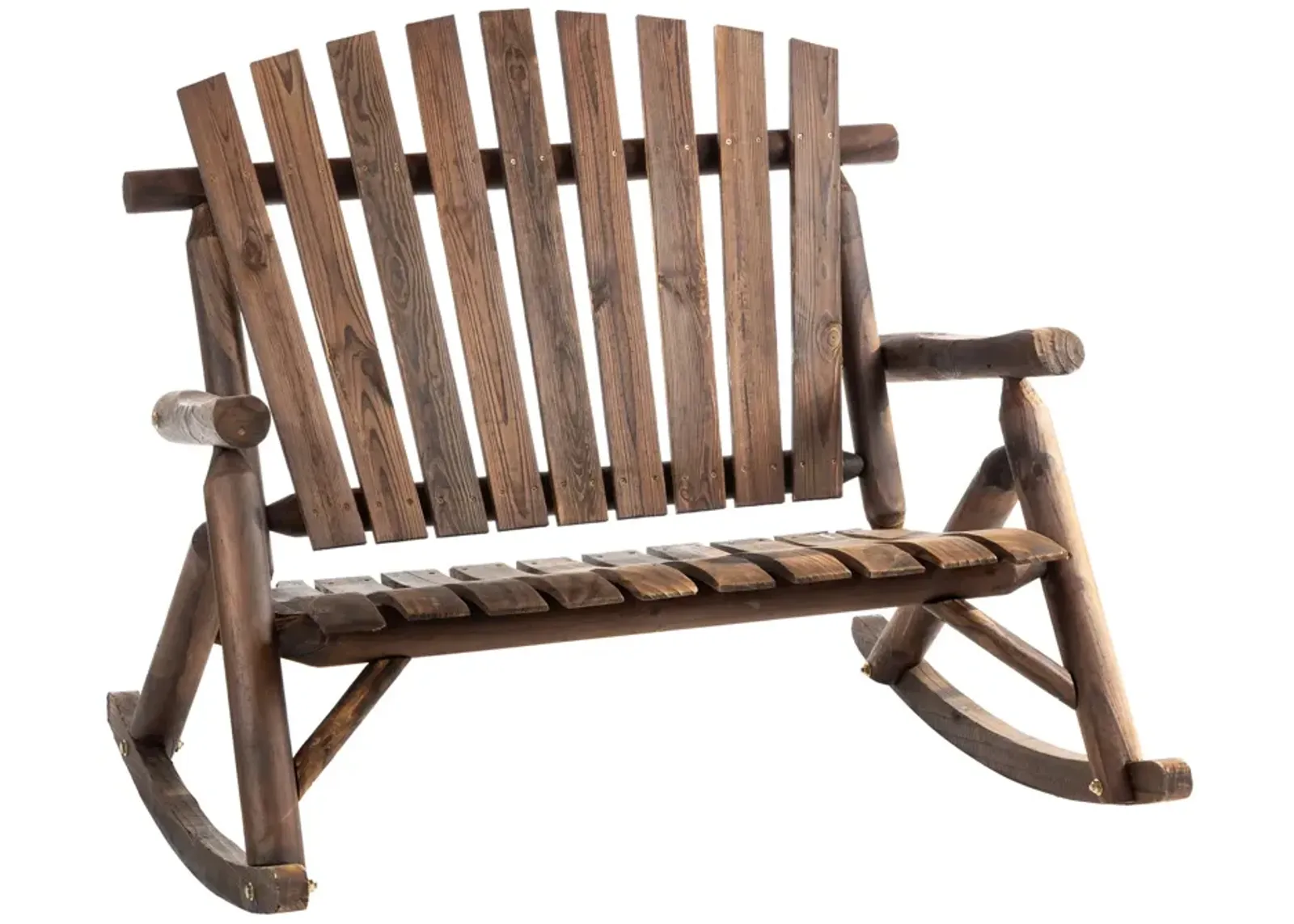 Black Rustic Rocker: Wooden Adirondack Chair for Outdoor Use