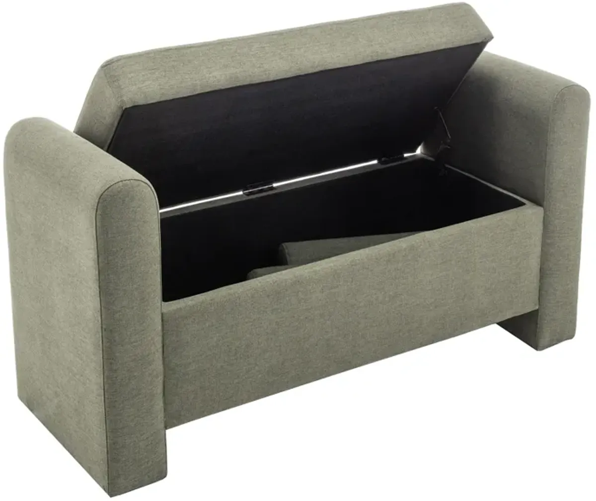 Drake 57" Storage Bench - Forest Green Performance Fabric