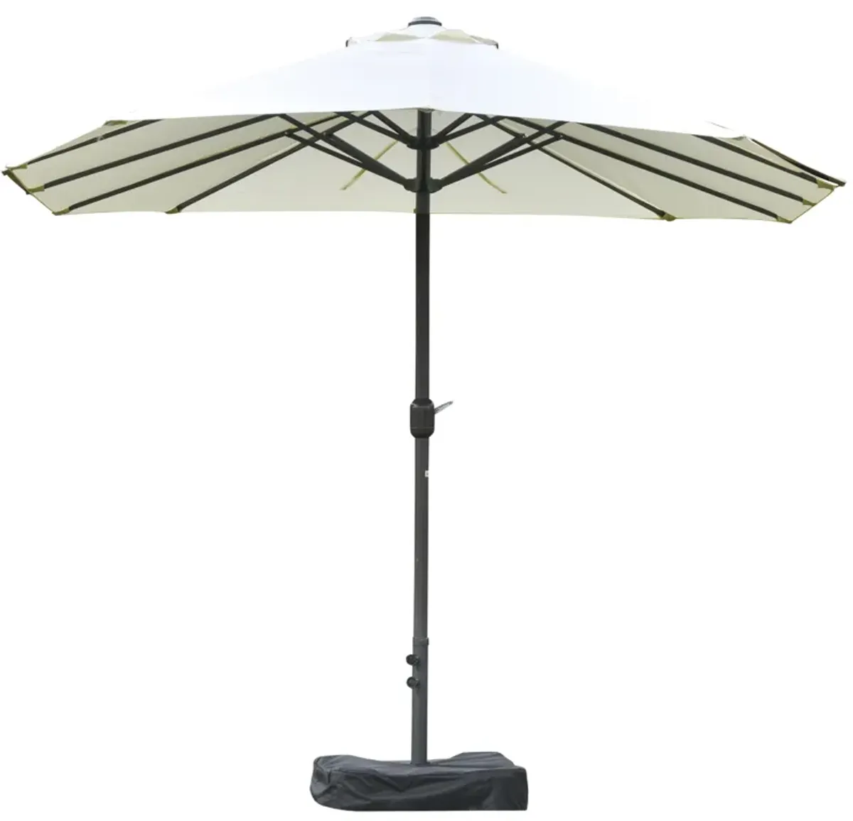 Outsunny Patio Umbrella 15' Steel Rectangular Outdoor Double Sided Market with base, Sun Protection & Easy Crank for Deck Pool Patio, Beige