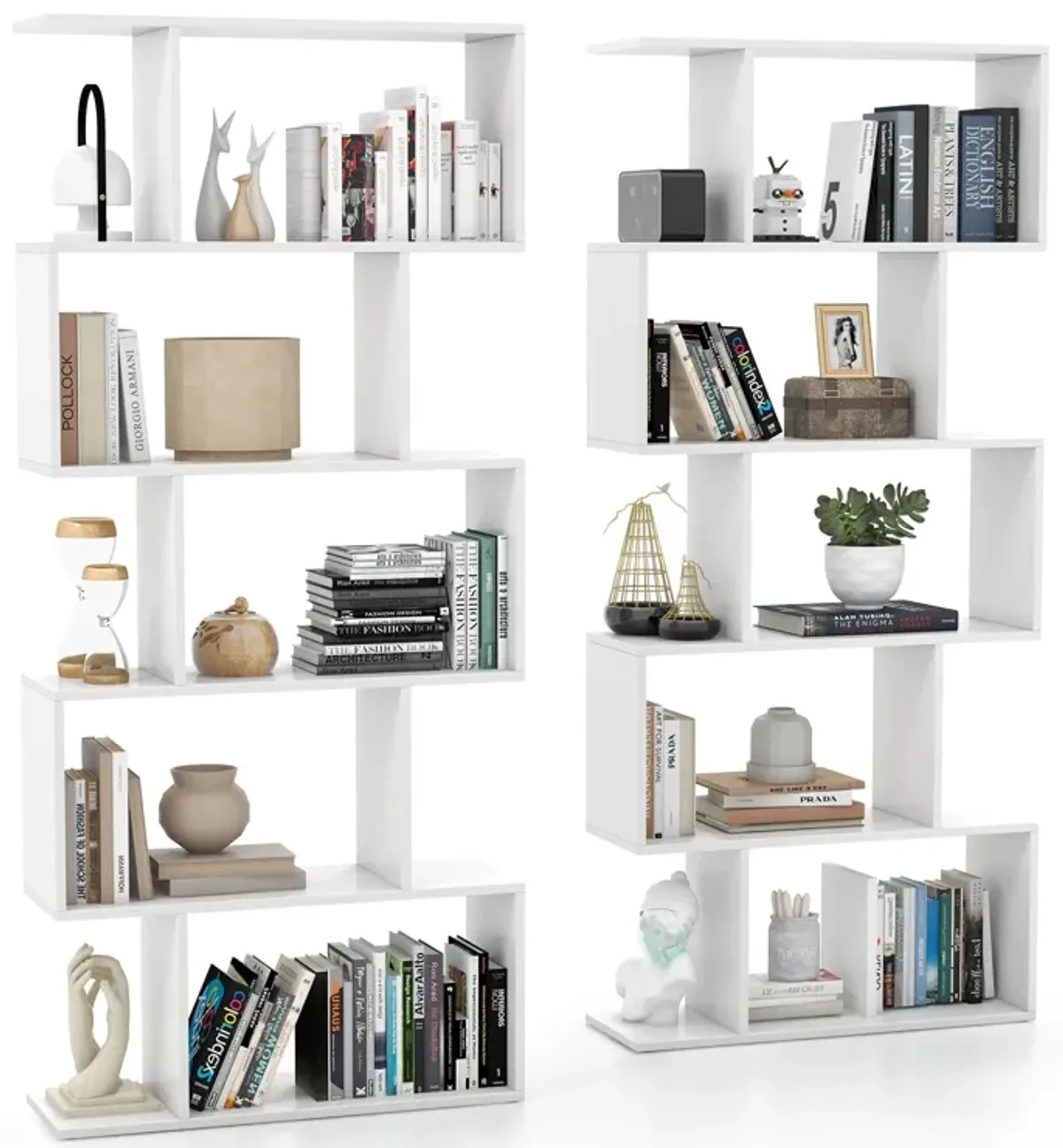 5-Tier Bookshelf with Anti-Toppling Device for Living Room Home Office