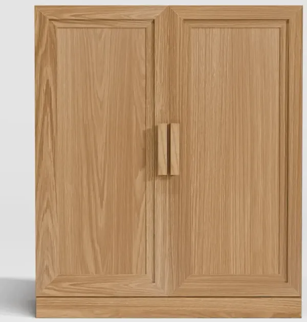 Wood Grain Buffet Cabinet, Storage Organizer with Adjustable Shelves and Rattan Doors