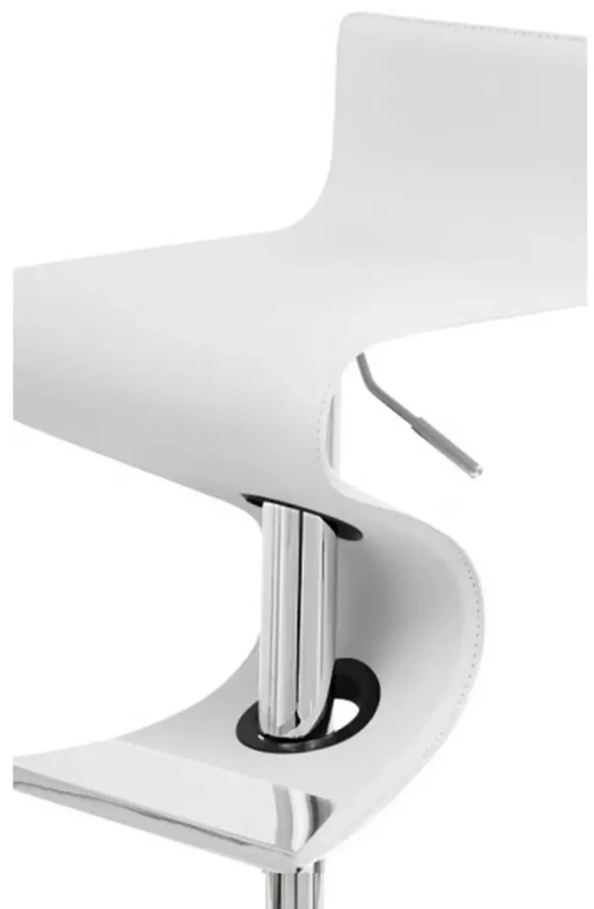 Cruze 22-30 Inch Adjustable Swivel Counter Height Stool, Wave Curves, White - Benzara