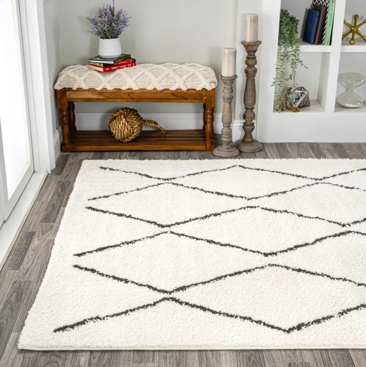 Catala Moroccan Diamond Shag Area Rug