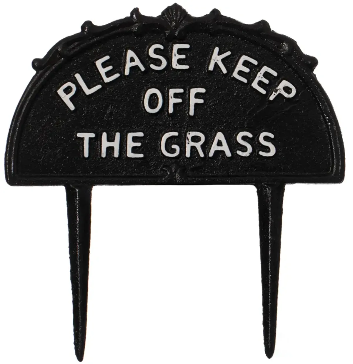 Decorative Please Keep Off The Grass Post, Outdoor Warning Ground Cast Iron Stake, Black