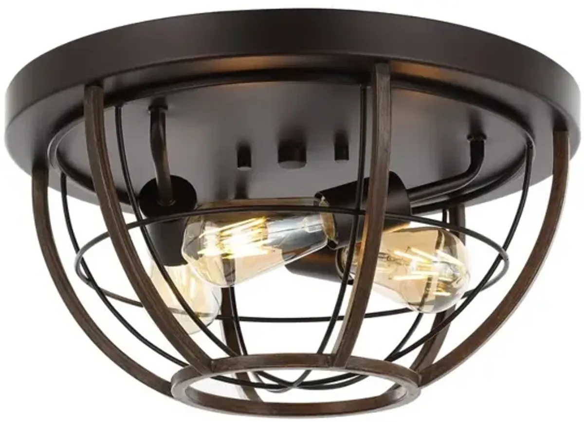 Lyla 3-Light Rustic Farmhouse Iron LED Flush Mount