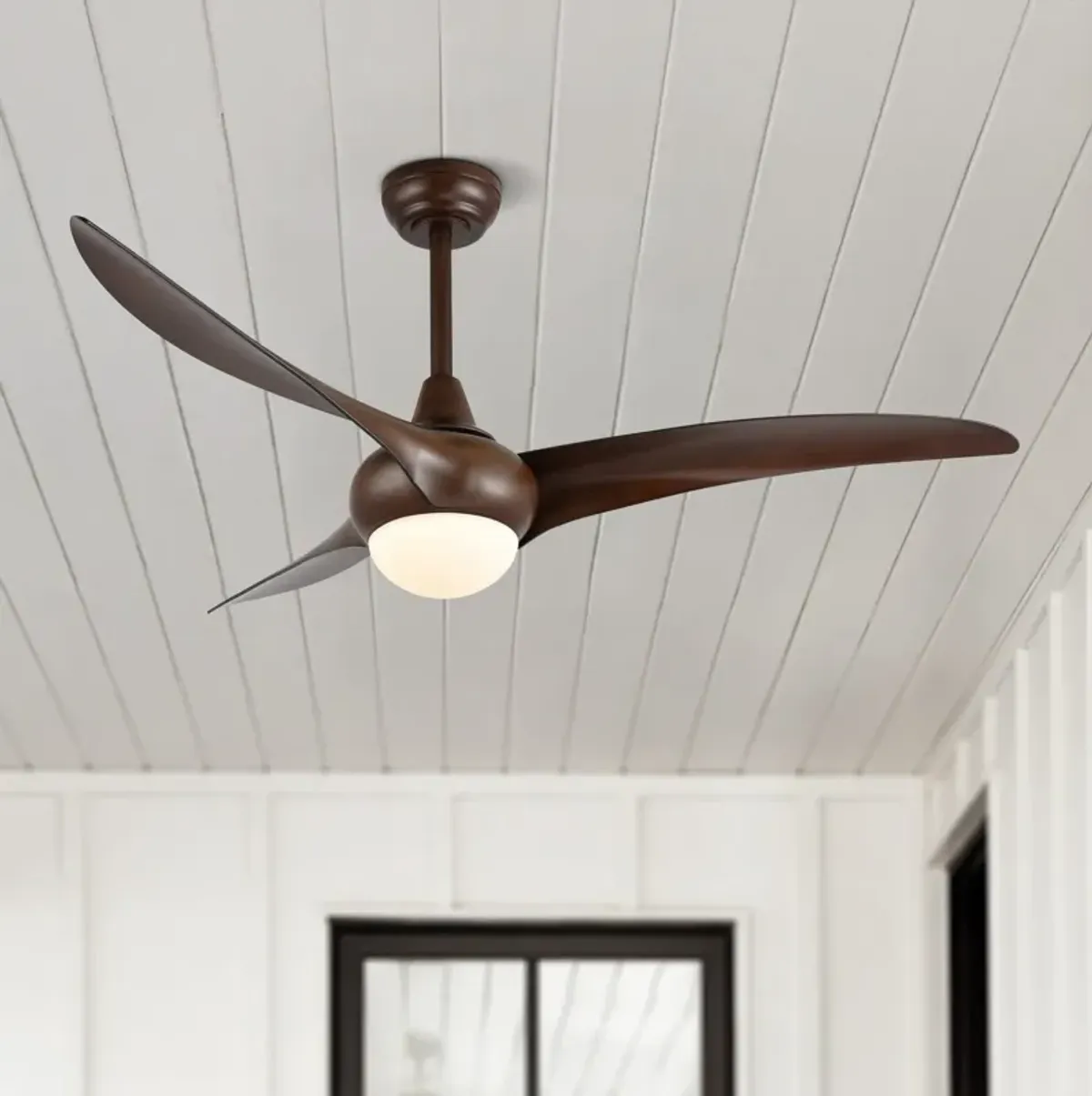 Aviator Coastal Vintage Iron/Plastic Retro Swirl Integrated LED Ceiling Fan