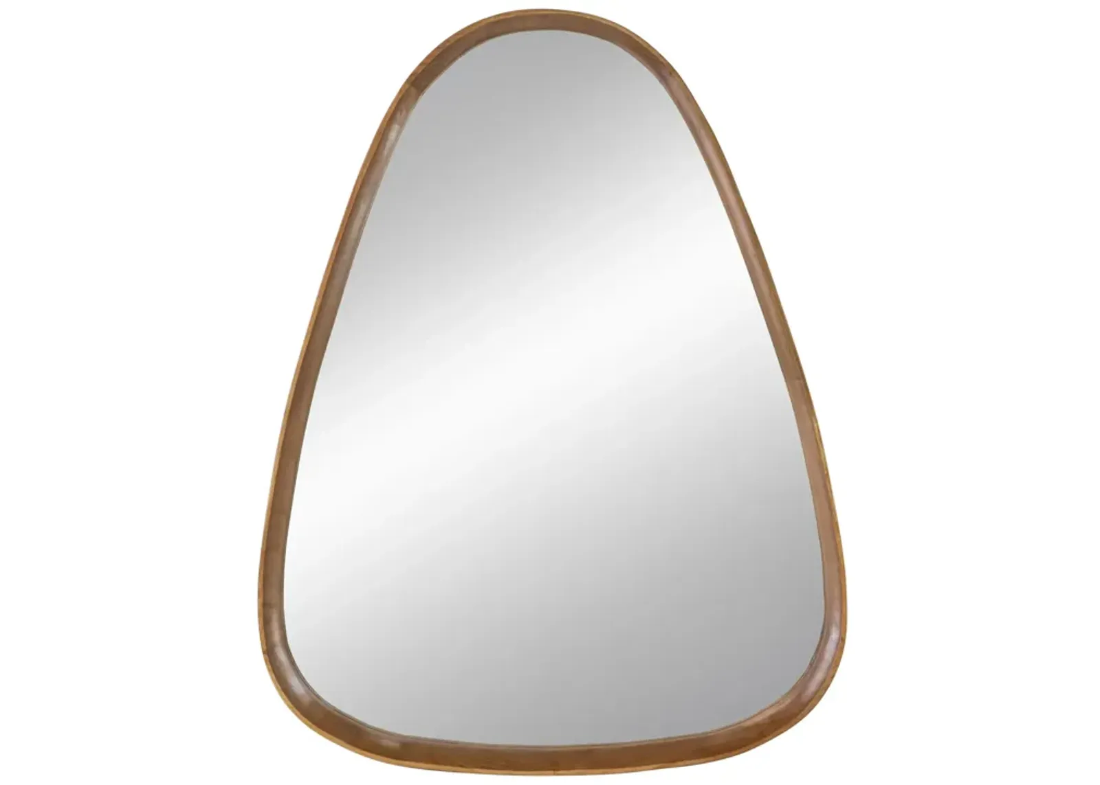 Roe 37 Inch Accent Wall Mirror, Brown Curved Pine Wood Frame, Minimalistic-Benzara