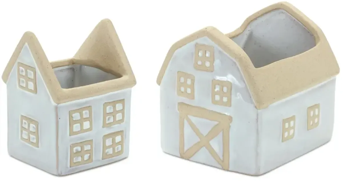 House and Barn Planter for Whimsical Garden Décor and Unique Plant Display (Set of 2)