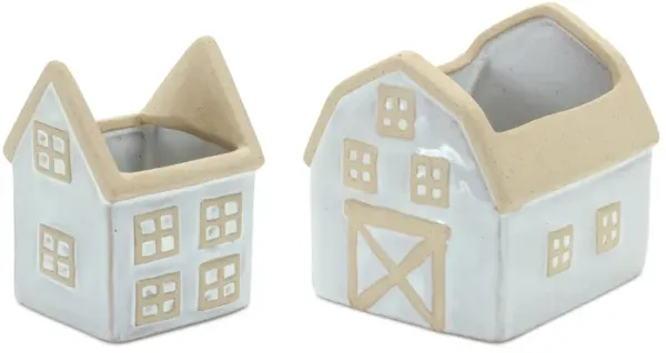 House and Barn Planter for Whimsical Garden Décor and Unique Plant Display (Set of 2)
