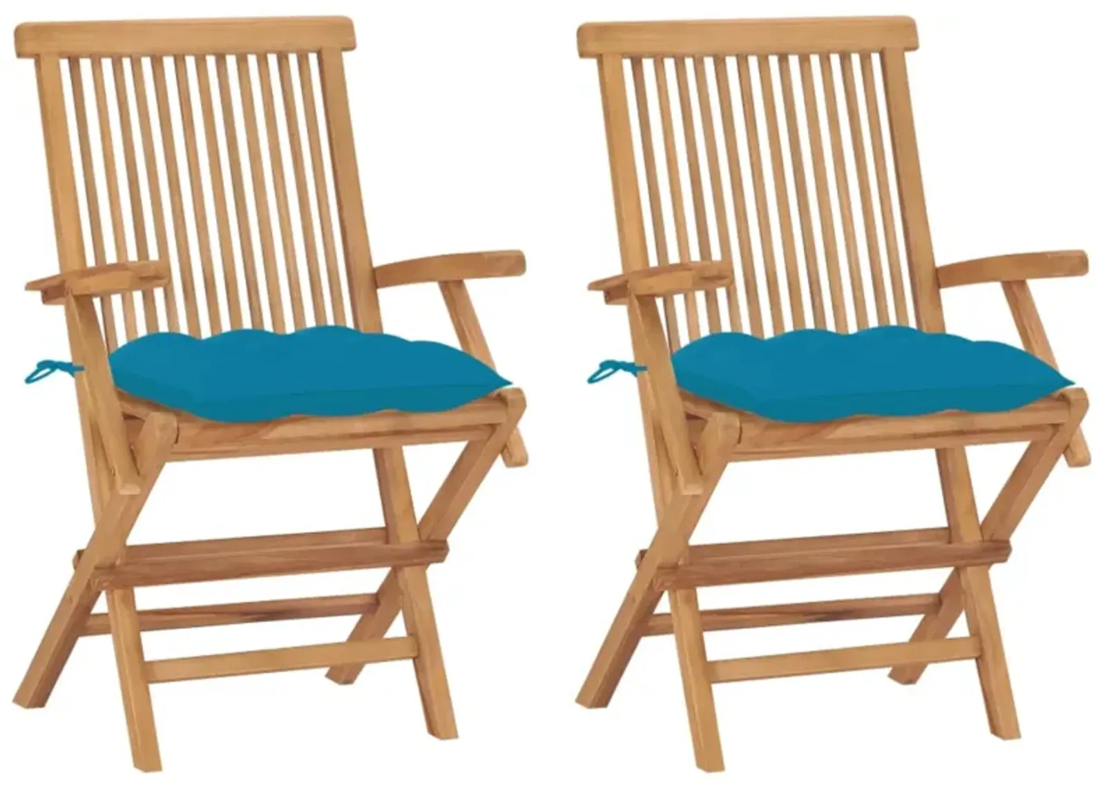 vidaXL Garden Chairs with Light Blue Cushions 2 pcs Solid Teak Wood