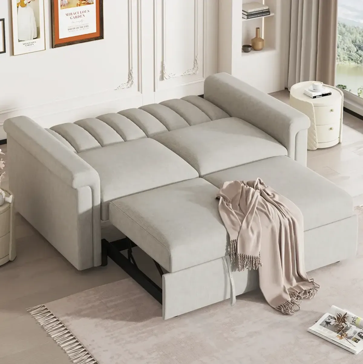 Merax Convertible Soft Cushion Sofa Pull Bed