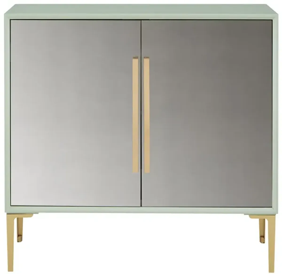 Gracie Mills Broughton 2-Door Distressed Mirror Accent Cabinet