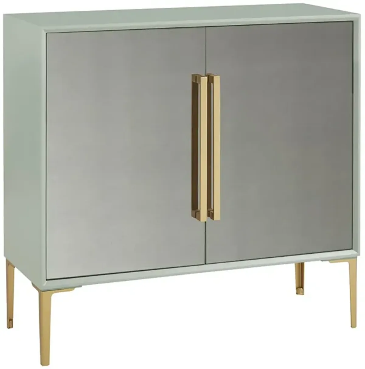 Gracie Mills Broughton 2-Door Distressed Mirror Accent Cabinet