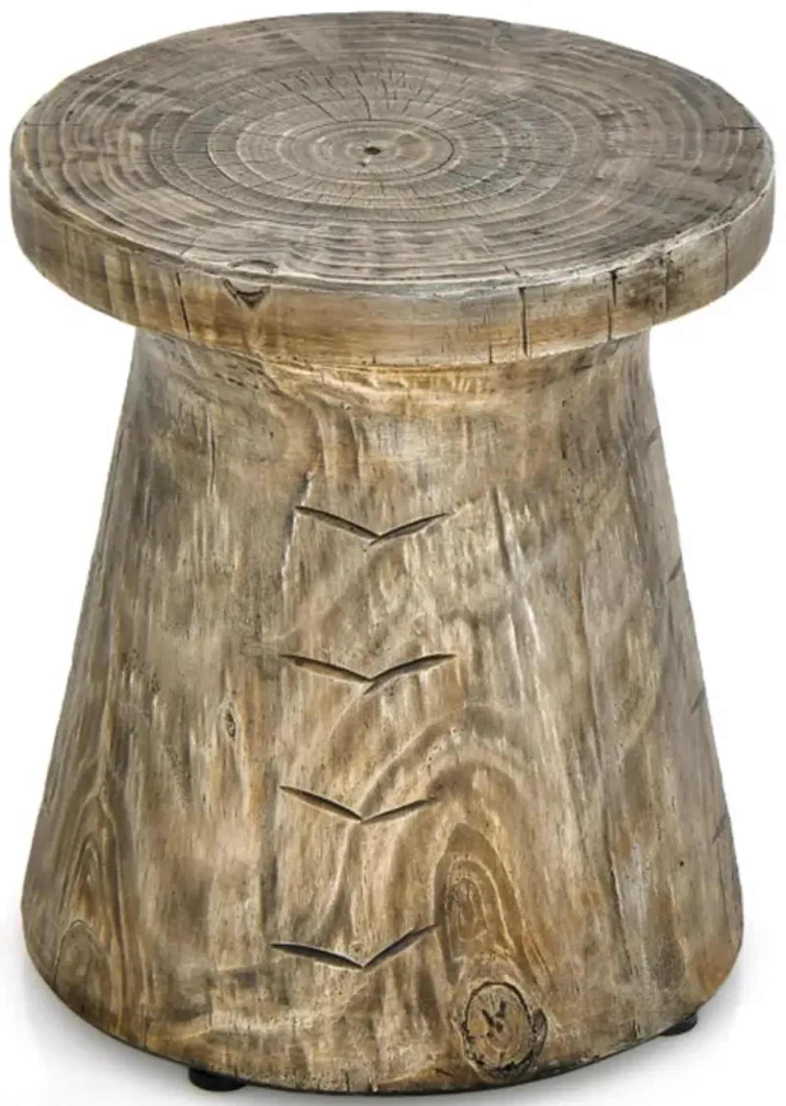 Hivvago Weather Resident Rock End Table with Wood Grain for Living Room