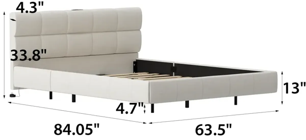 FUFU&GAGA White Twin Composite Bed Frame with Storage,(63.5" W x 84.05" D x 33.8" H),White