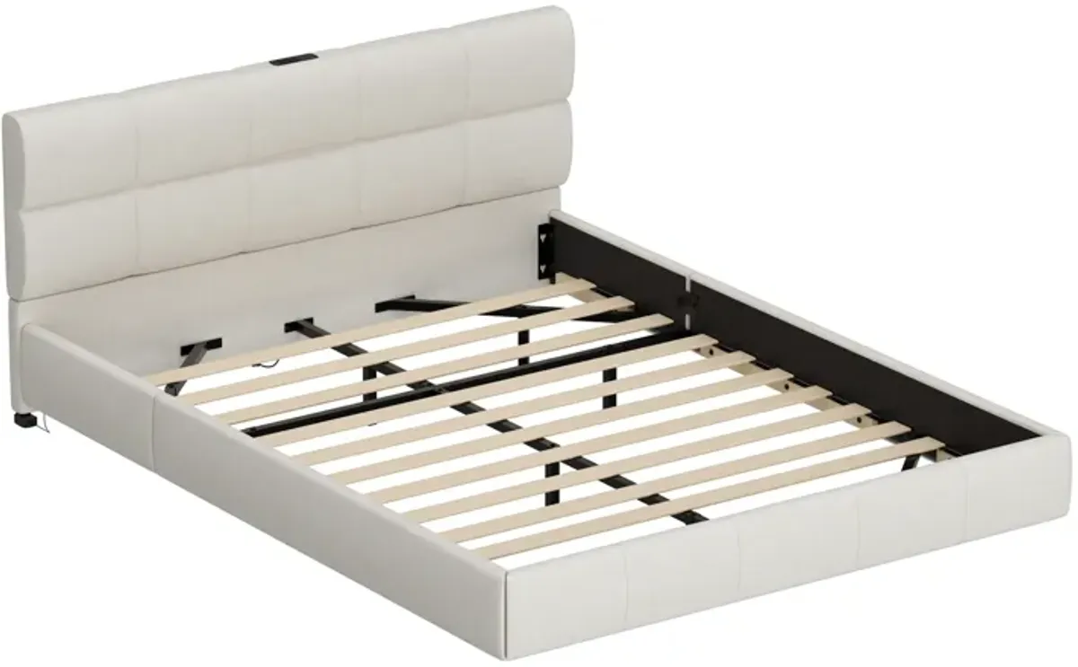 FUFU&GAGA White Twin Composite Bed Frame with Storage,(63.5" W x 84.05" D x 33.8" H),White