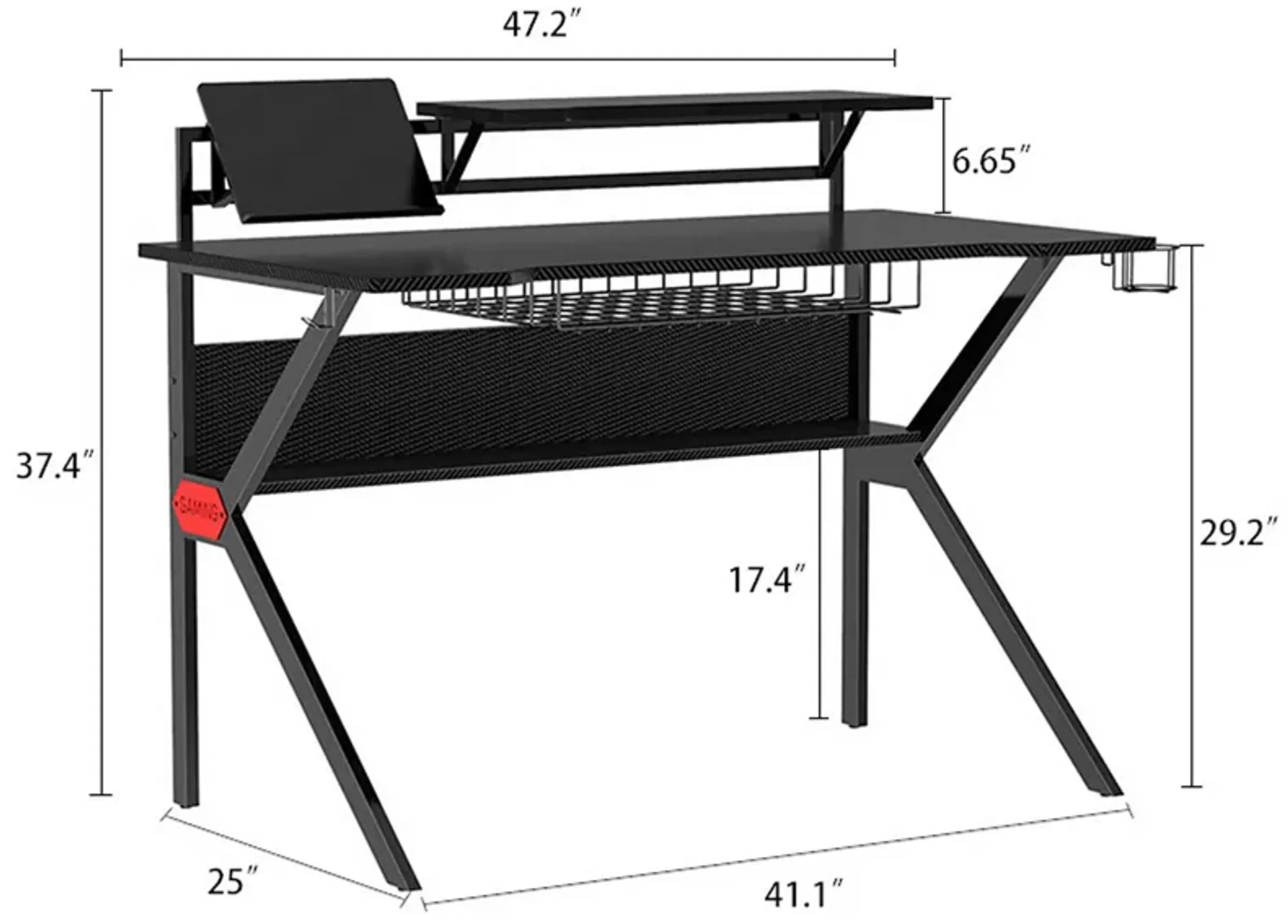 Pvc Coated Ergonomic Metal Frame Gaming Desk With K Shape Legs Black ...