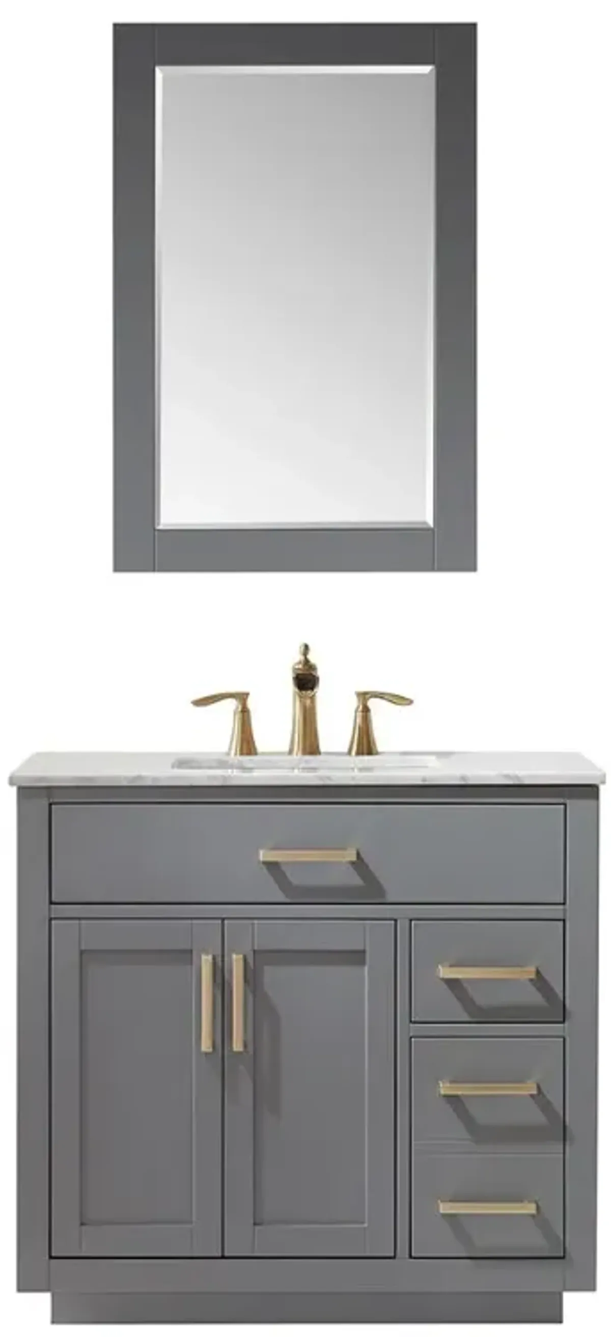 Altair 36 Single Bathroom Vanity Set in Gray with Mirror