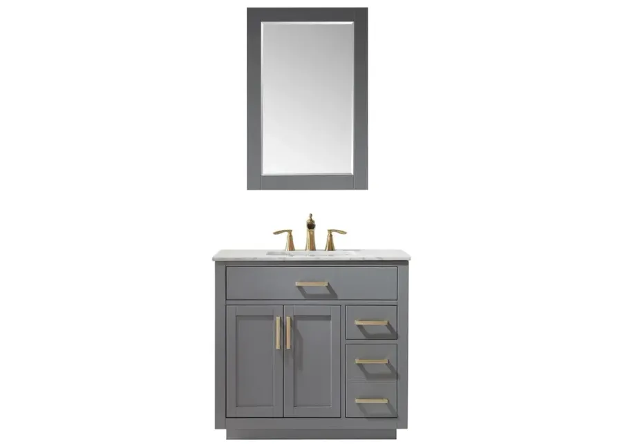 Altair 36 Single Bathroom Vanity Set in Gray with Mirror