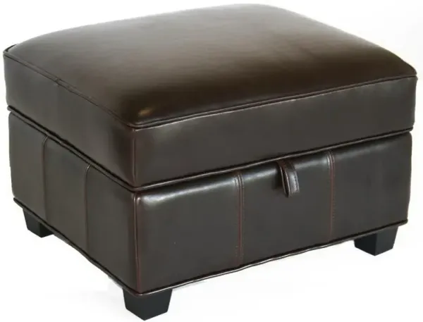 Baxton Studio Agustus Brown Leather Storage Ottoman