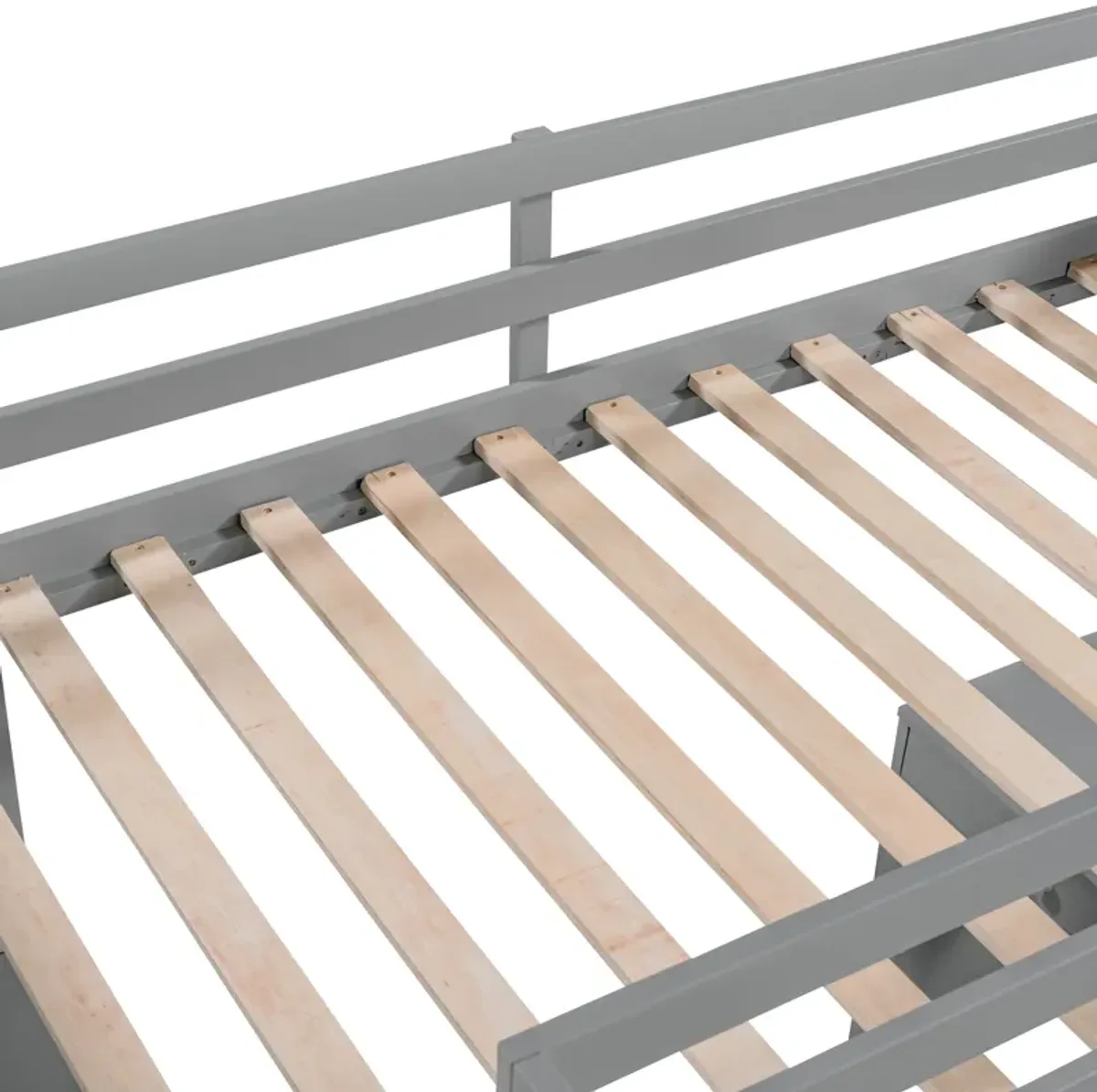 Loft Bed with Ladder Space-Saving Design with Built-In Shelves & Desk