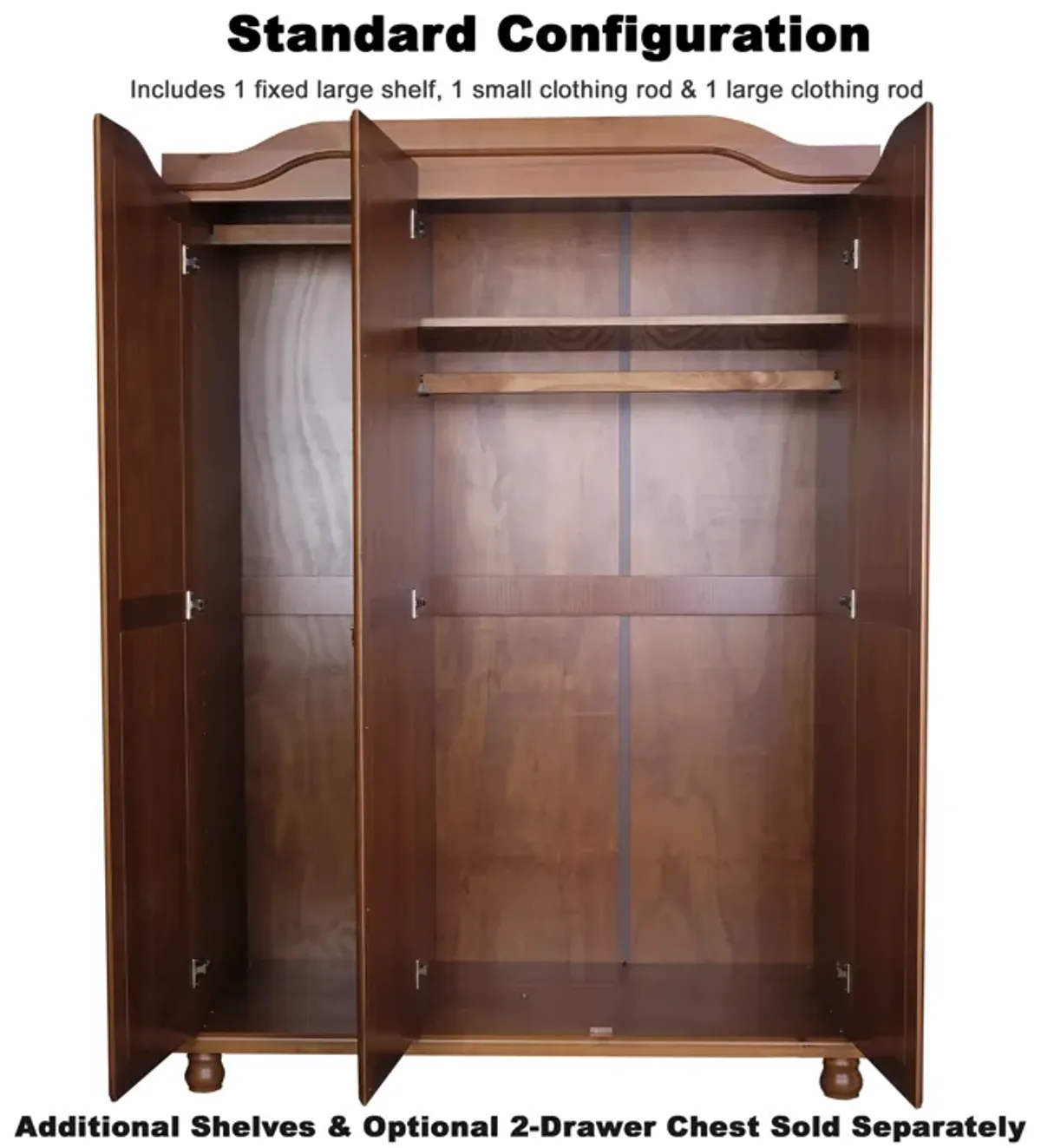 100% Solid Wood Kyle 3-Door Wardrobe