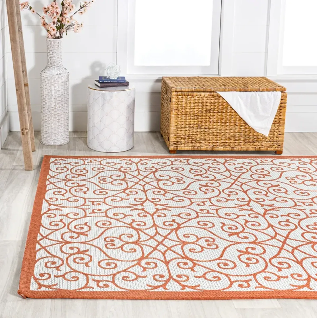 Madrid Vintage Filigree Textured Weave Indoor/Outdoor Area Rug