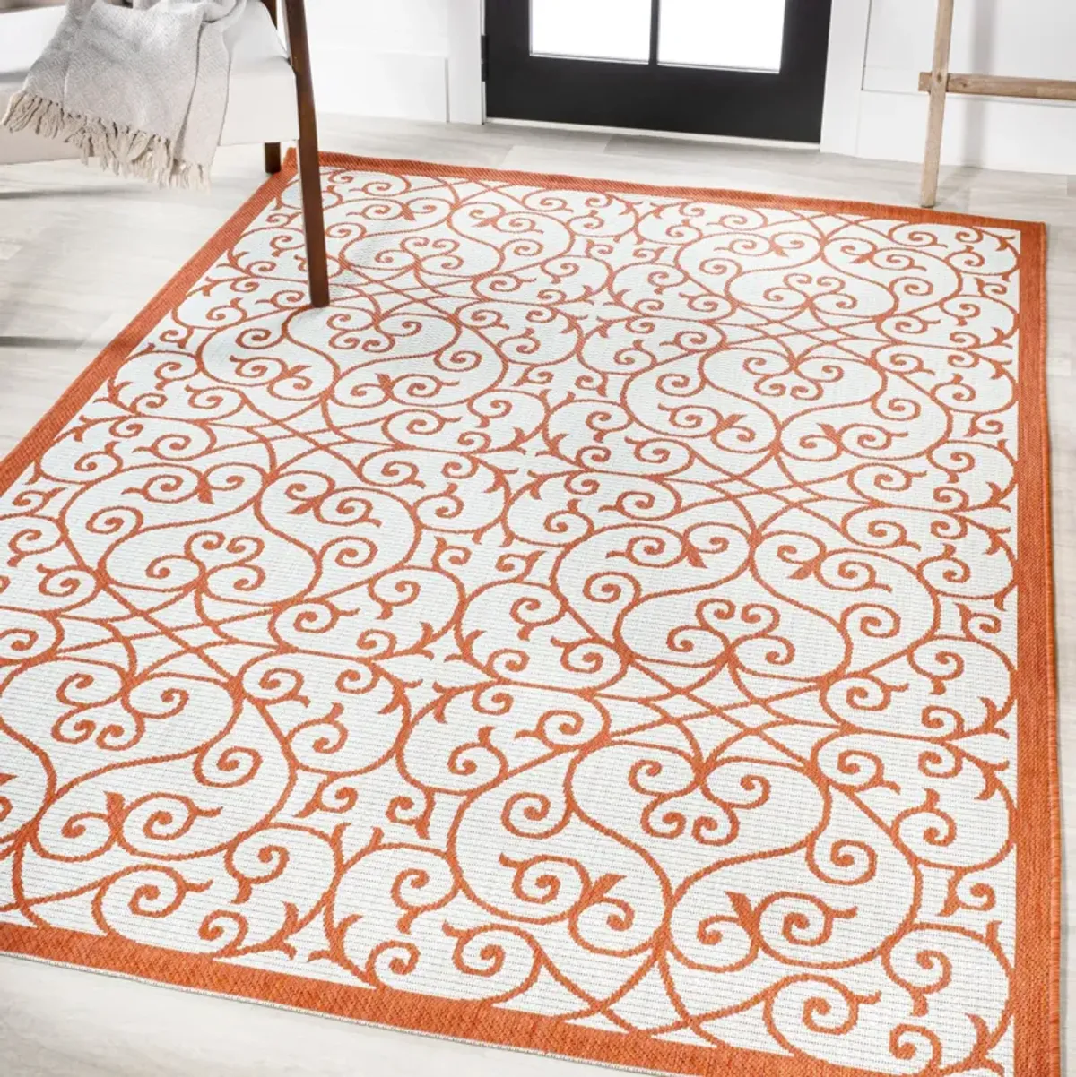 Madrid Vintage Filigree Textured Weave Indoor/Outdoor Area Rug