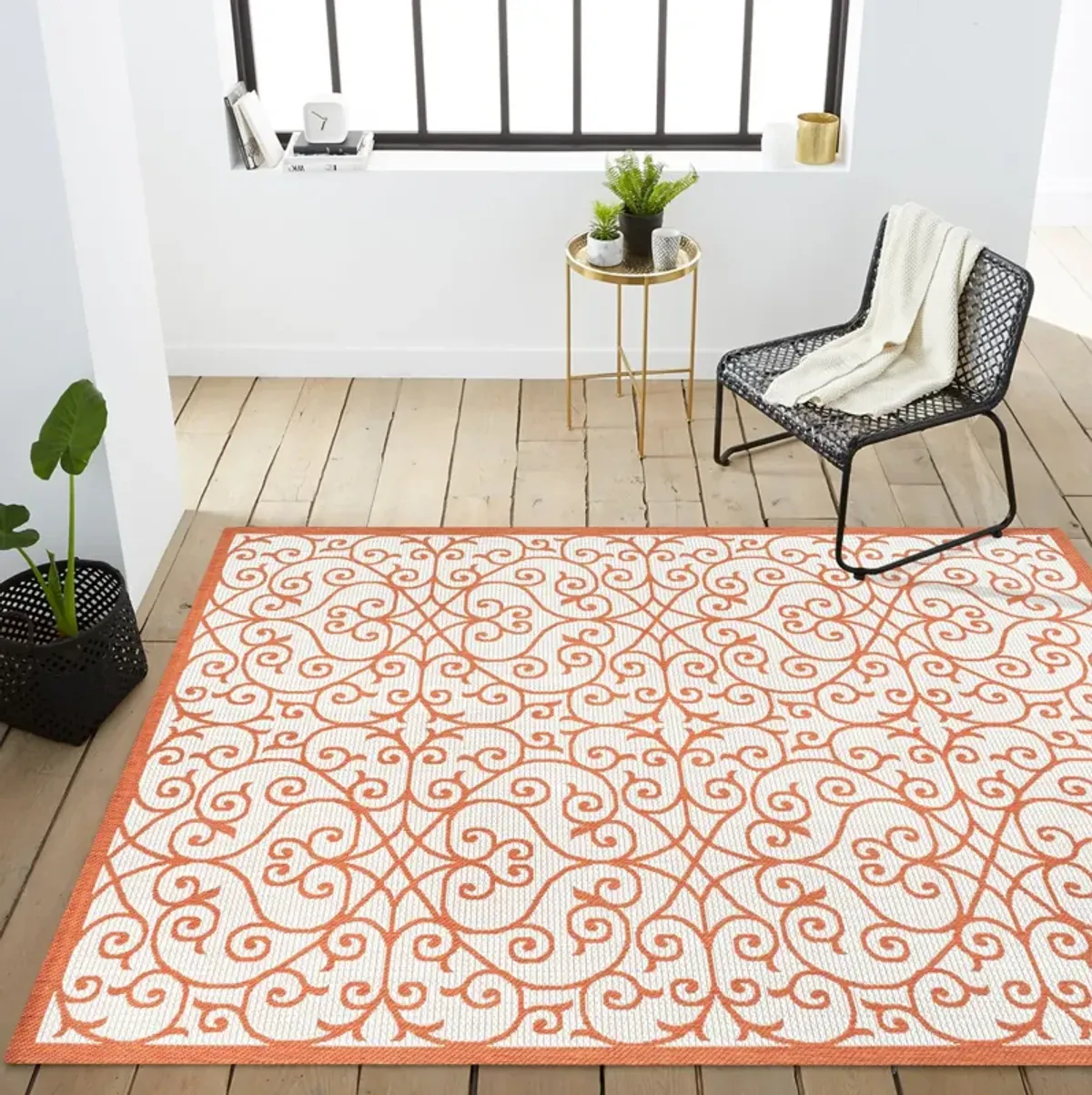 Madrid Vintage Filigree Textured Weave Indoor/Outdoor Area Rug