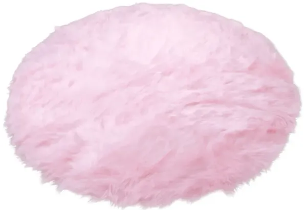 Walk on Me Faux Fur Super Soft 5 ft. Round Pink Area Rug