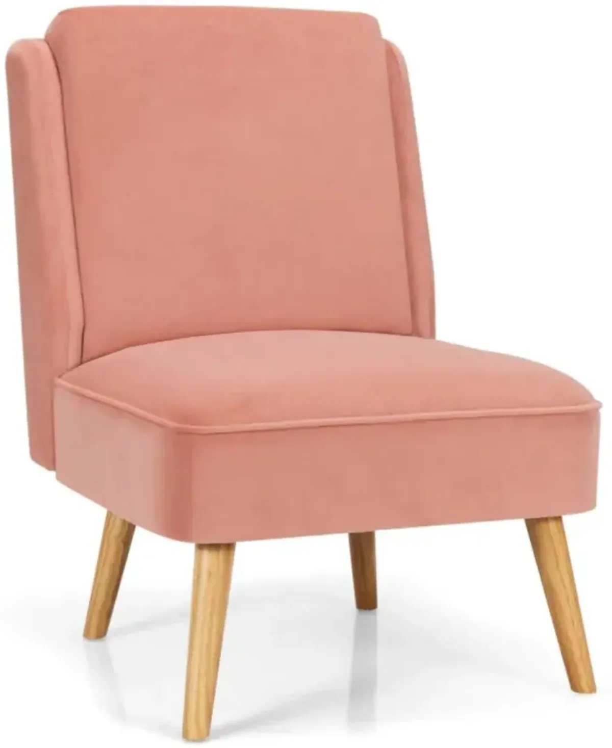 Hivvago Velvet Accent Armless Side Chair with Rubber Wood Legs for Bedroom